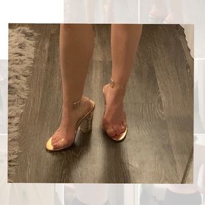 Pretty Little Thing Rose Gold Heel w Clear Straps